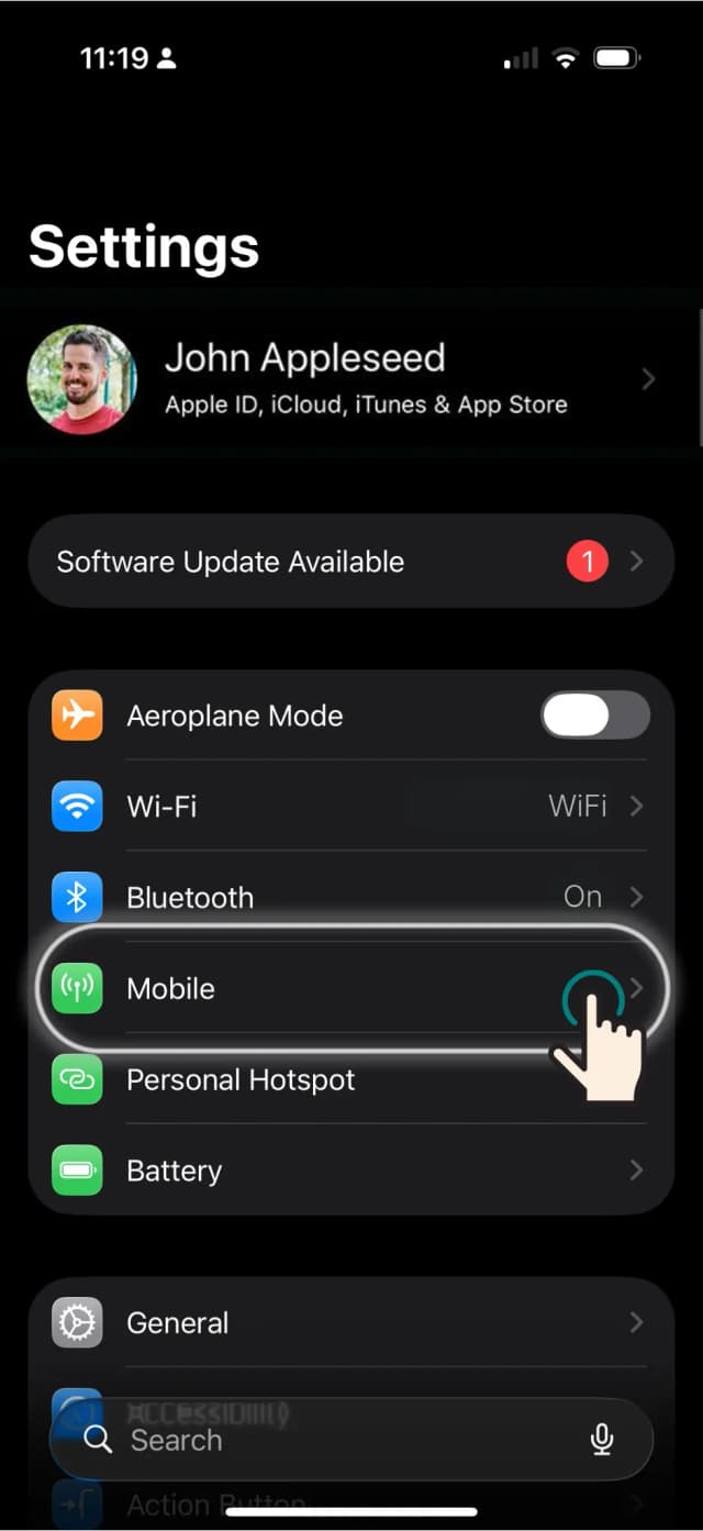 Settings › Mobile