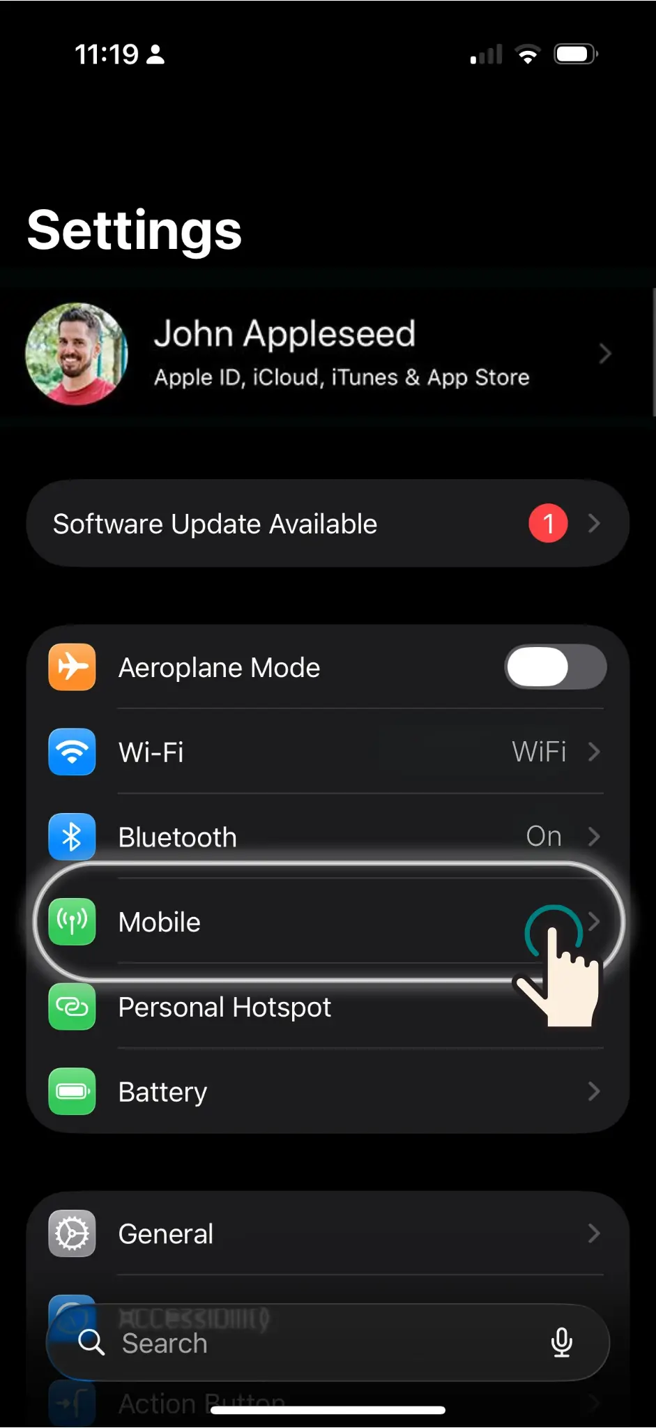 Settings › Mobile