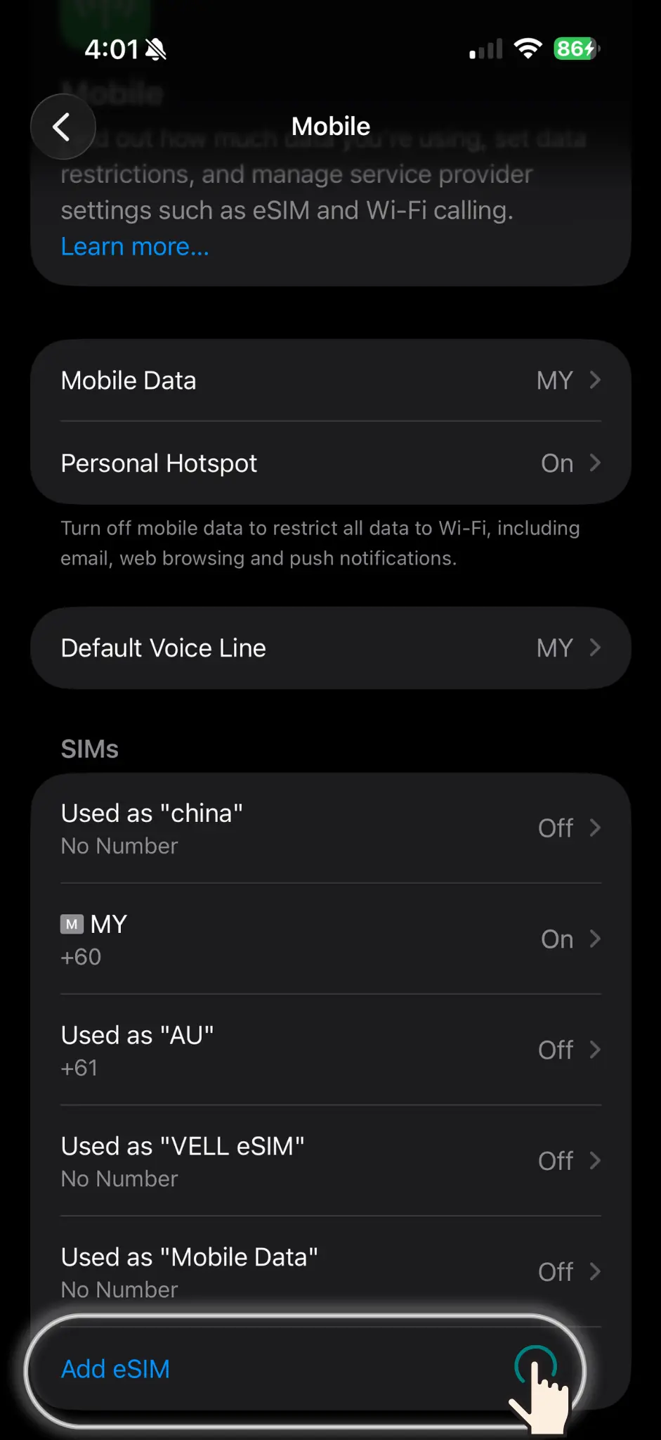 Mobile › Add eSIM