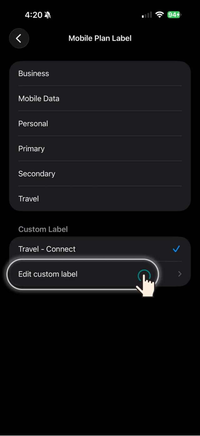 Edit custom label