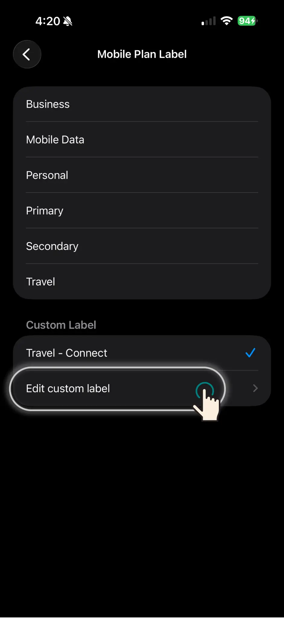 Edit custom label